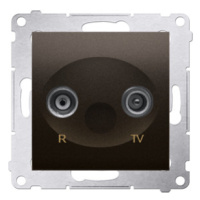 Anténna zásuvka R-TV ukončená do priechodných zásuviek, tlm.:10dB, hnedá matná