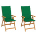 Záhradná stolička 2 ks teak / látka Dekorhome Tmavo zelená,Záhradná stolička 2 ks teak / látka D