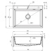 Deante Eridan, granitový drez na dosku 700x520x210 mm, 3,5" + priestorovo úsporný sifón, 1-komor
