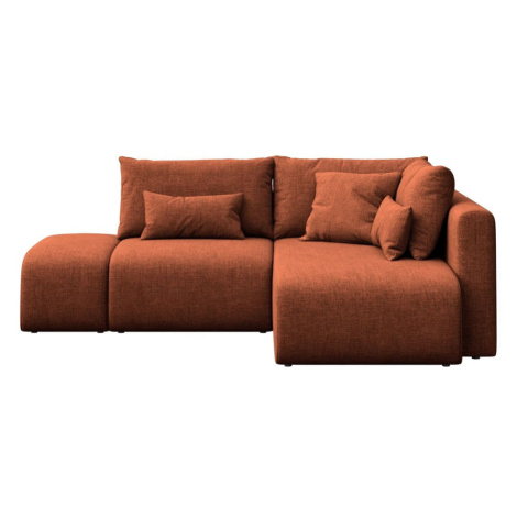 Oranžová rozkladacia rohová pohovka s úložným priestorom (pravý roh/s leňoškou) Lumine – Ghado