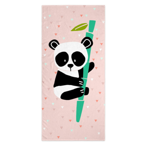 Svetloružová detská osuška 150x70 cm Panda - Moshi Moshi