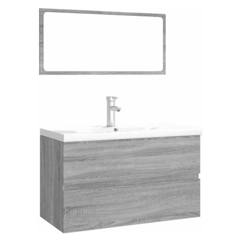 vidaXL Sada kúpeľňového nábytku sivá sonoma spracované drevo