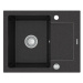 MEXEN MEXEN - Enzo granitový drez 1-misa drez s vypúšťaním krátky Board 576x465 mm, čierna škvrn