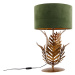 Vintage stolná lampa zlatá s velúrovým odtieňom zelenej 35 cm - Botanica