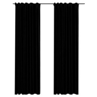 SHUMEE Zatemňovacie závesy s háčikmi vzhľad ľanu, 2 ks, 140 × 225 cm, čierne