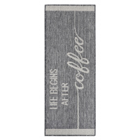 Behúň Cucina Life Begins After Coffee 105627 Grey Cream Rozmery kobercov: 92x150