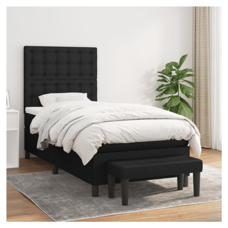 vidaXL Posteľný rám boxspring s matracom čierny 90x190 cm látka