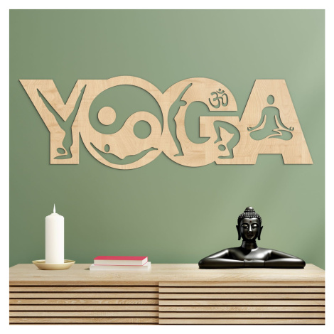 Drevený nápis na stenu - Yoga, Javor