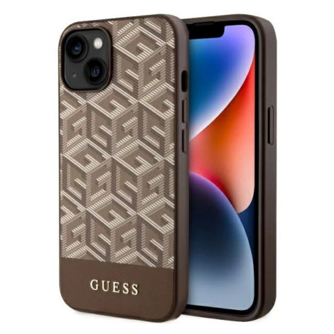 Kryt Guess iPhone 14 6.1" brown hardcase GCube Stripes MagSafe (GUHMP14SHGCFSEW)