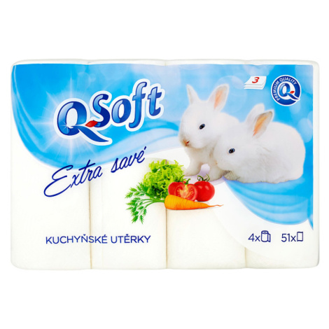 Q-Soft Kuchynské utierky extra savé 3 vrstvové 4 ks