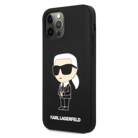 Karl Lagerfeld Liquid Silicone Ikonik NFT Zadný Kryt pre iPhone 12/12 Pro Black