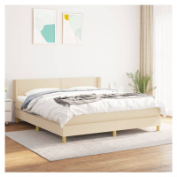 vidaXL Posteľný rám boxspring s matracom krémový 180x200 cm látka