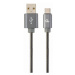 Kábel CABLEXPERT USB 2.0 AM na Type-C kábel (AM/CM), 1m, metalická spirála, šedý, blister, PREMI