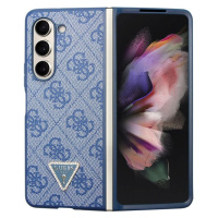 Guess 4G PU Leather Triangle Zadný Kryt pre Samsung Galaxy Z Fold 5 Blue