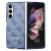 Guess 4G PU Leather Triangle Zadný Kryt pre Samsung Galaxy Z Fold 5 Blue