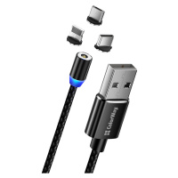 COLORWAY KABEL UNIVERZALNY 3V1 (LIGHTNING+MICROUSB+TYPE-C) MAGN., 2.4A 1M, CIERNY (CW-CBUU020-BK