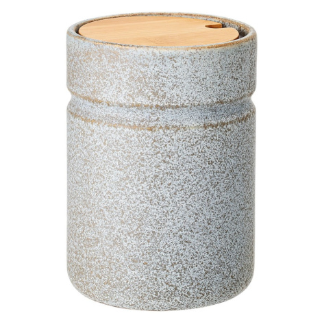 Sivá kameninová dóza s bambusovým vekom Bloomingville Kendra, 450 ml