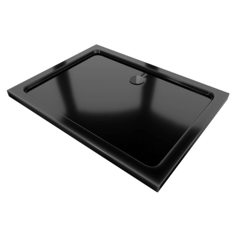 MEXEN/S - Flat sprchová vanička obdĺžniková slim 100 x 80 cm, černá + čierny sifón 40708010B