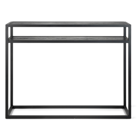 Čierny konzolový stolík s doskou z dubového dreva 30x120 cm Daniël – Spinder Design