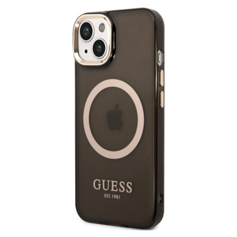 Plastové puzdro Guess na Apple iPhone 14 Plus GUHMP14MHTCMK Translucent MagSafe čierne