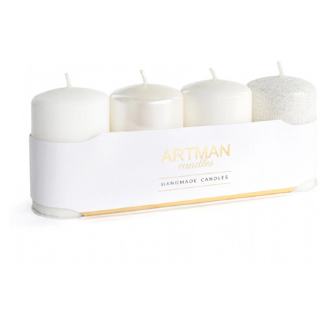 Adventná sviečka valec, mix biela, pr. 6 x 9 cm, 4 ks
