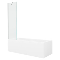MEXEN/S - Cubik obdĺžniková vaňa 150 x 70 cm s panelom + vaňová zástena 50 cm, transparent, chró