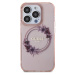 Guess PC/TPU Flowers Ring Glossy Logo MagSafe Zadný Kryt pre iPhone 15 Pro Pink