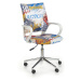 HALMAR Ibis detská stolička na kolieskach s podrúčkami biela / vzor freestyle