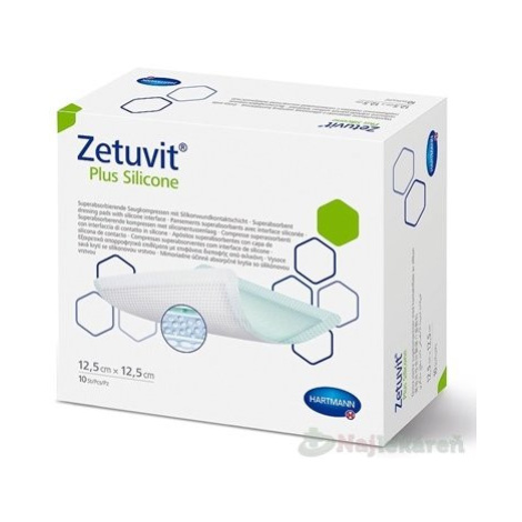 ZETUVIT Plus Silicone kompres sterilný (12,5x12,5cm) 10ks