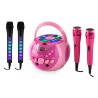 Auna SingSing ružová + Dazzl Mic Set karaoke zariadenie, mikrofón, LED osvetlenie