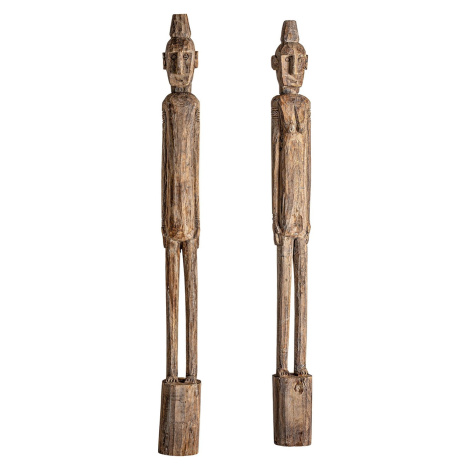 Estila Dizajnový set vysokých figúr Ipkins v etno štýle z masívneho dreva v naturálnom hnedom vy