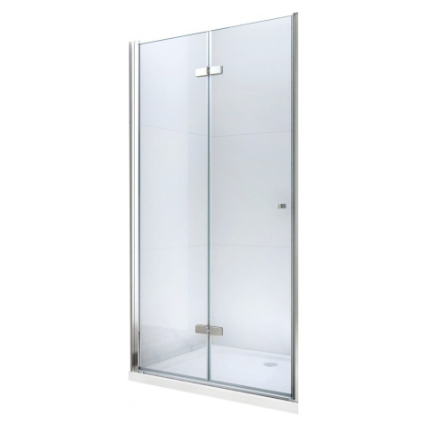 MEXEN - LIMA skladacie dvere 75x190 cm 6mm, chróm, transparent so stenovým profilom 856-075-000-