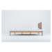 Hnedá/prírodná čalúnená dvojlôžková posteľ z dubového dreva s roštom 180x200 cm Fina - Gazzda