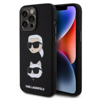 Karl Lagerfeld Liquid Silicone Karl and Choupette Heads Zadný Kryt pre iPhone 15 Pro Max Black