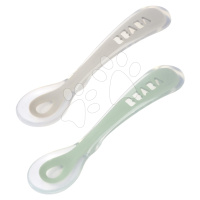 Ergonomické lyžičky 2nd Age Silicone Spoons Beaba Velvet Grey & Sage Green zo silikónu na samost