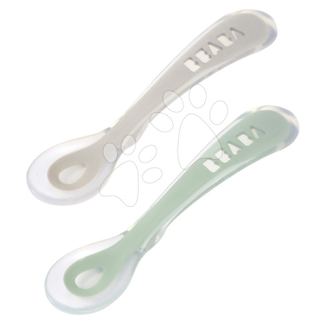 Ergonomické lyžičky 2nd Age Silicone Spoons Beaba Velvet Grey & Sage Green zo silikónu na samost