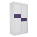Expedo Skriňa s posuvnými dverami ADRIANA, 150x216x61, biela/fialové sklo
