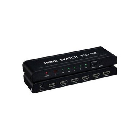 PremiumCord HDMI switch 5:1 kovový s diaľkovým ovládačom a napájacím adaptérom