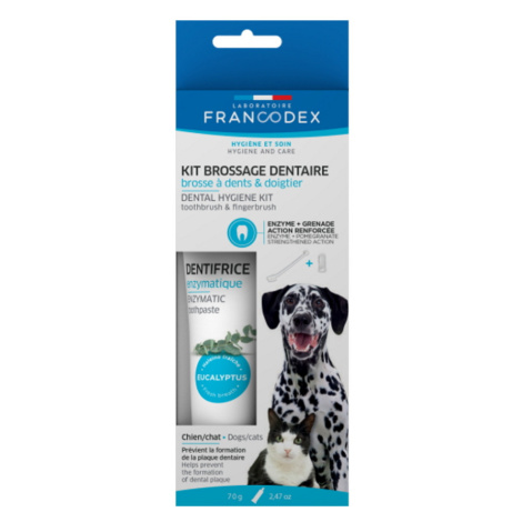 FRANCODEX Dental Kit zubná pasta 70 g + kefka pre psov