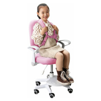 KONDELA Anais detská stolička s podnožkou a trakmi ružová / biela