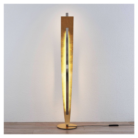 Stojaca LED lampa Marija ušľachtilý zlatý vzhľad Lucande