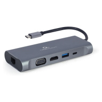 Gembird USB-C 7v1 multiport USB 3.0 + HDMI + VGA + PD + čítačka kariet + stereo audio