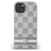 DKNY PU Leather Checkered Pattern and Stripe Zadný Kryt pre iPhone 14 Beige