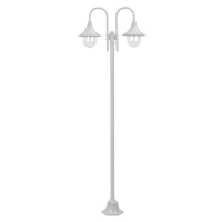 vidaXL Záhradná stĺpová lampa E27 220 cm hliníková 2 lampáše biela