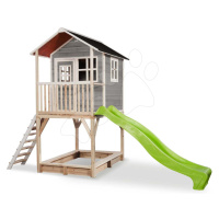 Domček cédrový na pilieroch Loft 700 Grey Exit Toys s vodeodolnou strechou pieskoviskom a 2,28 m