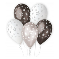 Balóniky latexové hviezdy strieborné, biele, čierne 6 ks