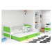 Expedo Detská posteľ FIONA P2 + matrac + rošt ZADARMO, 90x200 cm, borovica/zelená