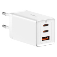 Baseus GaN5 Pre rýchlonabíjací adaptér 2x USB-C + USB-A 65W biela