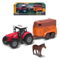 FARM SERVICE - Traktor s prívesom na kone s koňom so zvukmi a svetlami