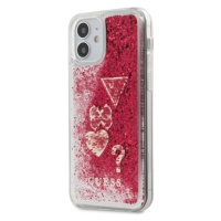 GUHCP12SGLHFLRA Guess Liquid Glitter Charms Zadní Kryt pro iPhone 12 mini 5.4 Raspberry